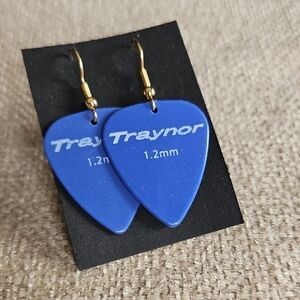Blue Guitar Pick Drop Earrings - Women